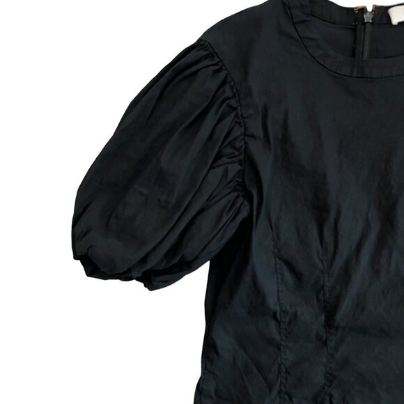 A.L.C. Jessie Poplin Stretch Linen Blend Puff Sleeve Mini Dress 10 Black Cottage - Picture 4 of 16